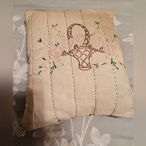 Embroidered Floral Pillow